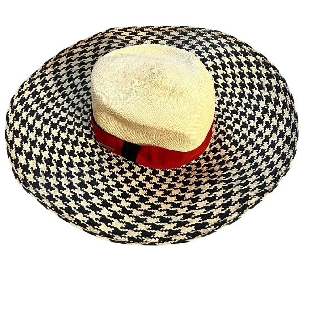 Homero Ortega Houndstooth Panama Sun Hat‎